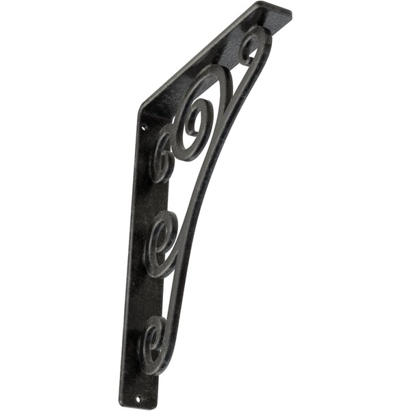 Ekena Millwork Tristan Wrought Iron Bracket, (Single center brace), Antiqued Silver 1 1/2"W x 7 1/2"D x 10"H BKTM01X07X10STNASV - main